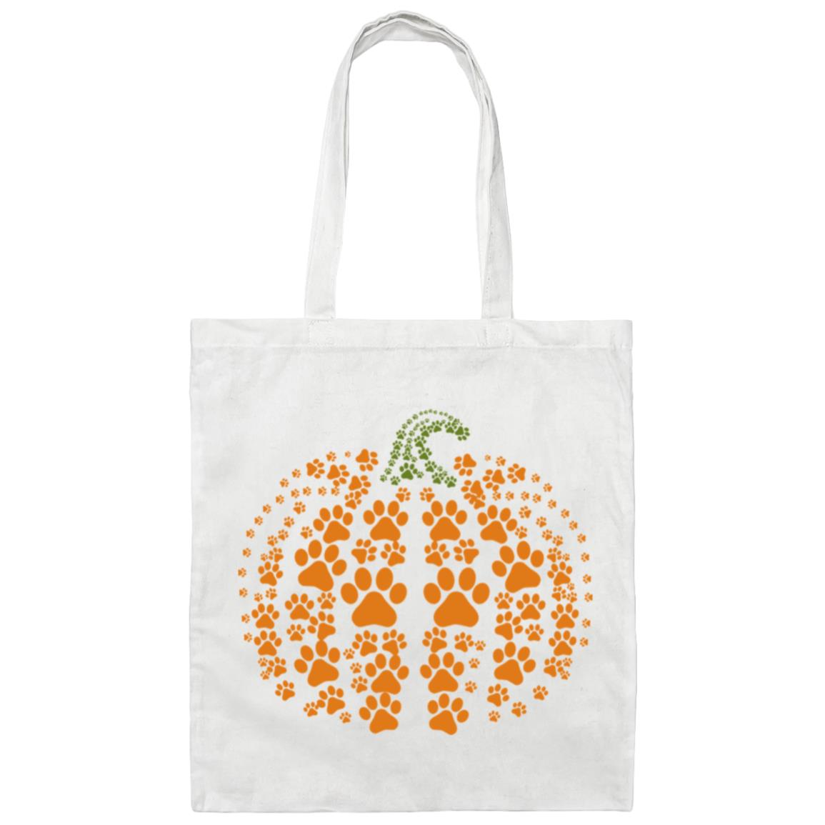 Pet Lovers Pumpkin Paw Canvas Tote Bag