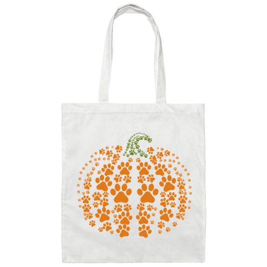 Pet Lovers Pumpkin Paw Canvas Tote Bag