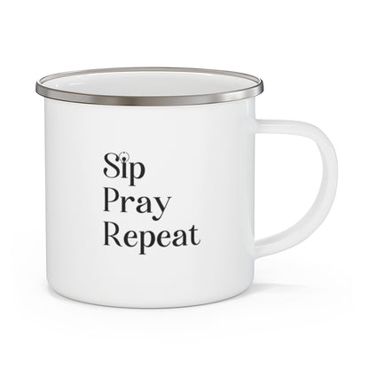 Sip Pray Repeat: Inspirational Ceramic & Camping Mug – Perfect for Every Adventure
